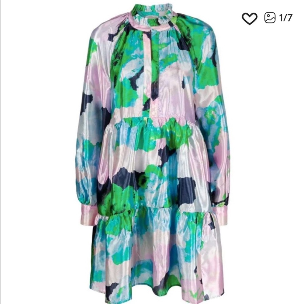 STINE GOYA Brushstroke Dress - Blue, Green, Pink